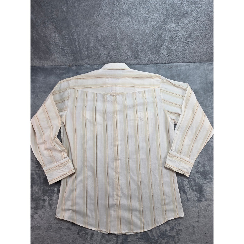 Roper Mens XL Western Pearl Snap Shirt Gold Metallic Striped Long Sleeve - Picture 8 of 8